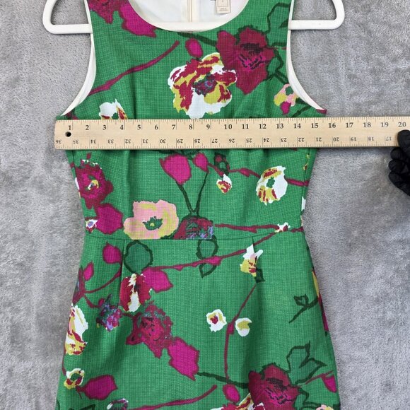 J Crew Dress Womens 0 Green Floral Sleeveless Sheath Pockets Style G2657 Spring - Picture 3 of 10